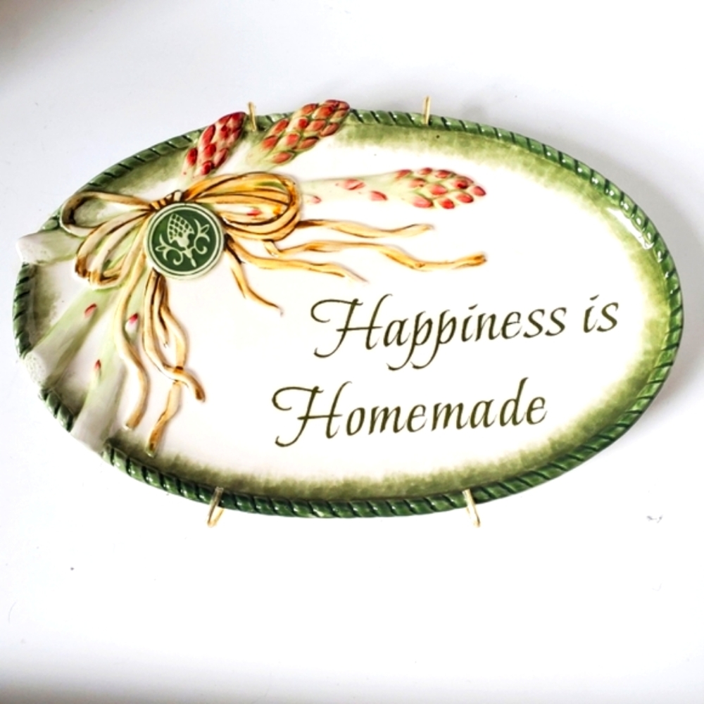 Fitz and Floyd Asparagus Vegetable Wall Plate Happiness Is Homemade